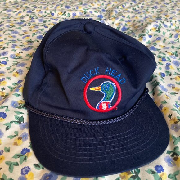 Vintage Duck Head Rope Hat – Navy Blue Embroidered Duck Logo Cap - Picture 2 of 6